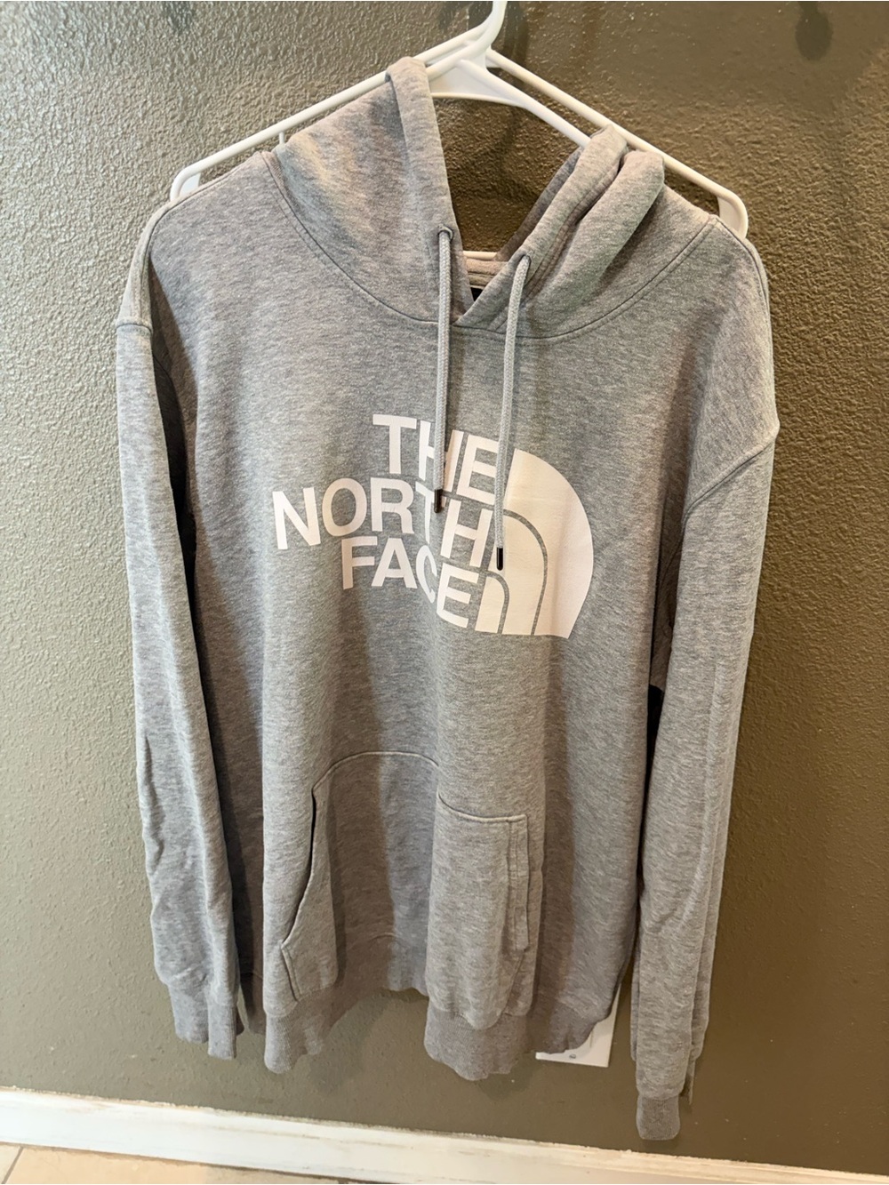 The North Face Light Gray Pullover Hoodie with White Logo